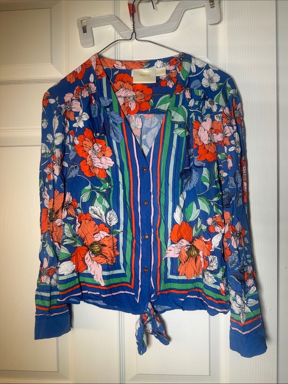 Anthropologie Maeve Elan Scarf Printed Blouse